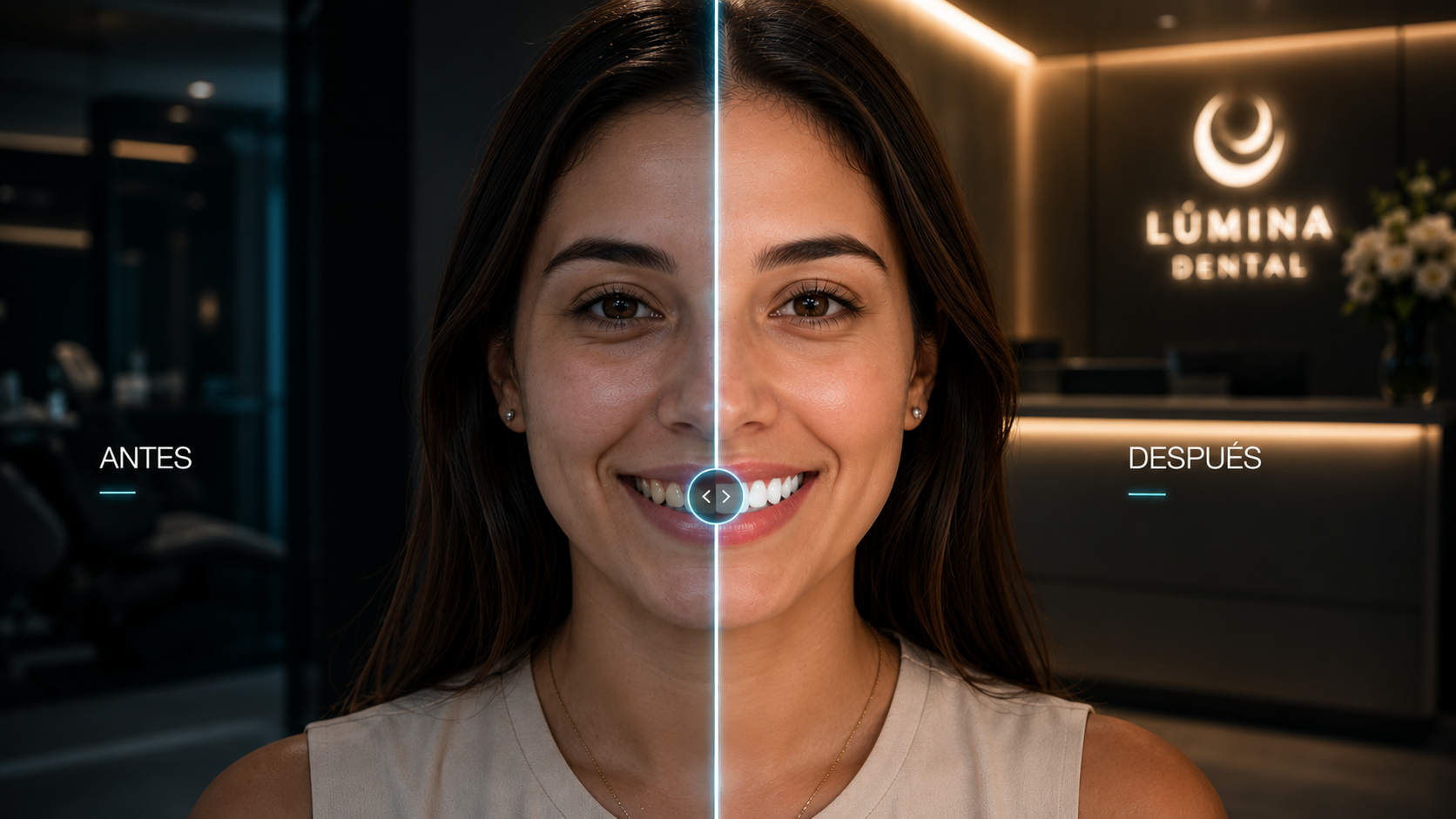 Comparativa antes y después de resultado natural de sonrisa